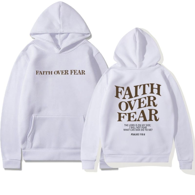 Faith Over Fear Christian Hoodie Christian Sweatshirt Jesus Hoodie Trendy Hoodie Bible Verse Shirt Unisex Aesthetic Clothes - Image 14