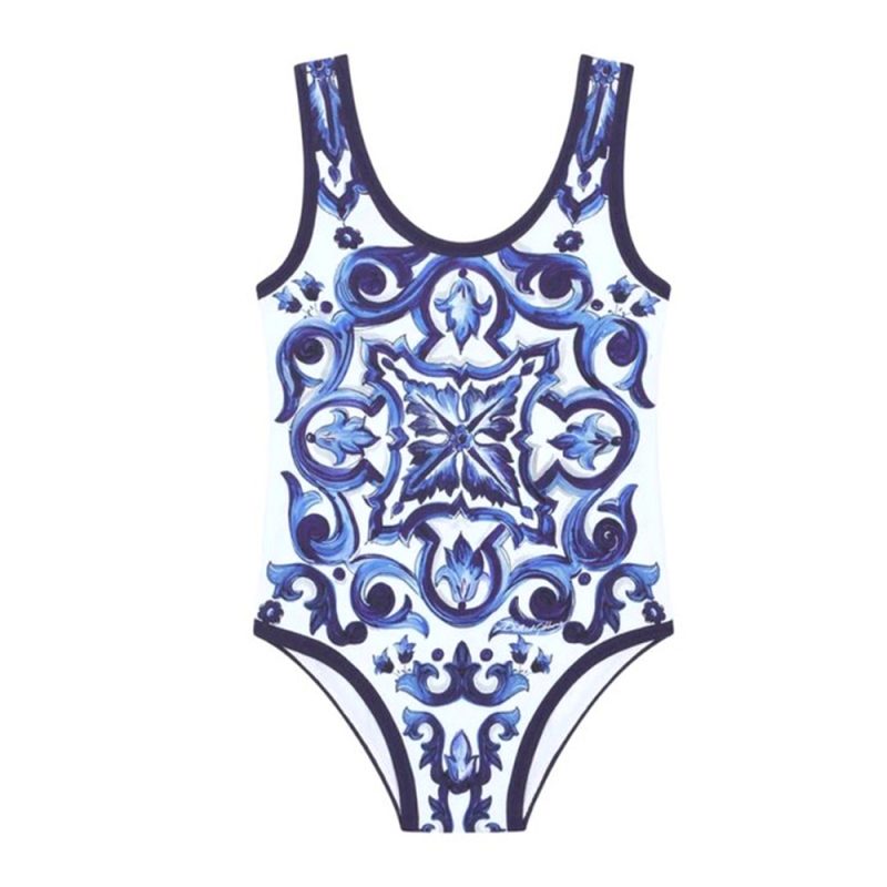 Women One Piece Swimsuit Skirt Blue Holiday Beachwear Vintage Swimwear Female Retro Designer Bathing Suit Surf Wear Summer - Image 2