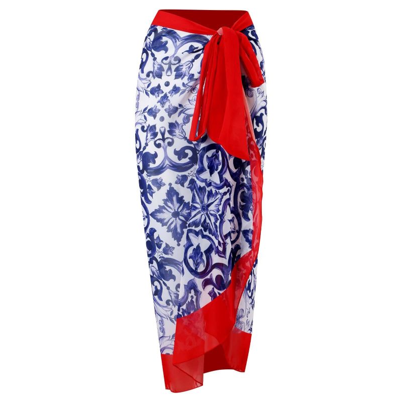 Women One Piece Swimsuit Skirt Blue Holiday Beachwear Vintage Swimwear Female Retro Designer Bathing Suit Surf Wear Summer - Image 7