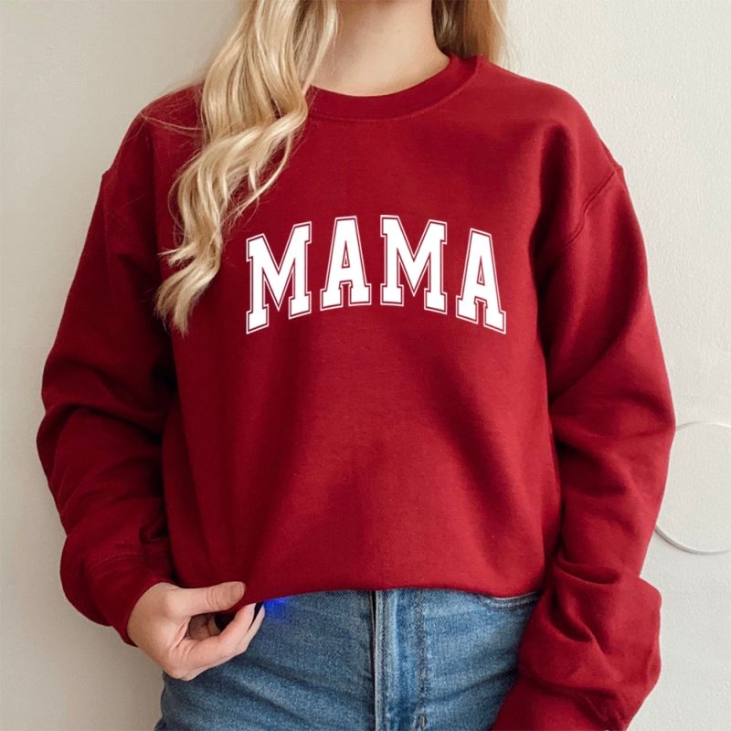 Mama Varsity Sweatshirt Mom Life Hoodie Super Mom Shirt Mother's Day Tops Women Fashion Crewneck Sweatshirts - Image 7