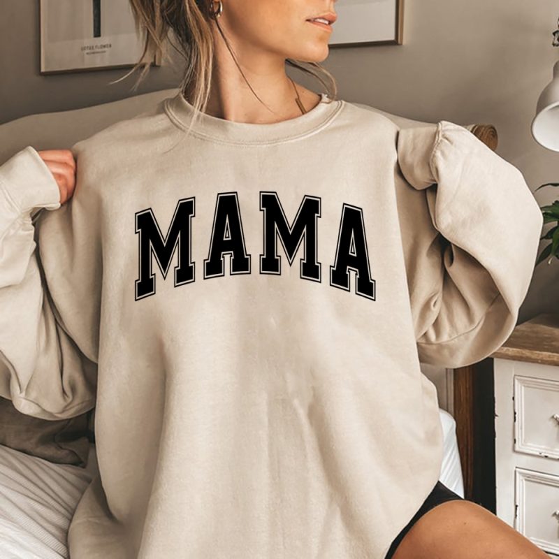 Mama Varsity Sweatshirt Mom Life Hoodie Super Mom Shirt Mother's Day Tops Women Fashion Crewneck Sweatshirts - Image 8