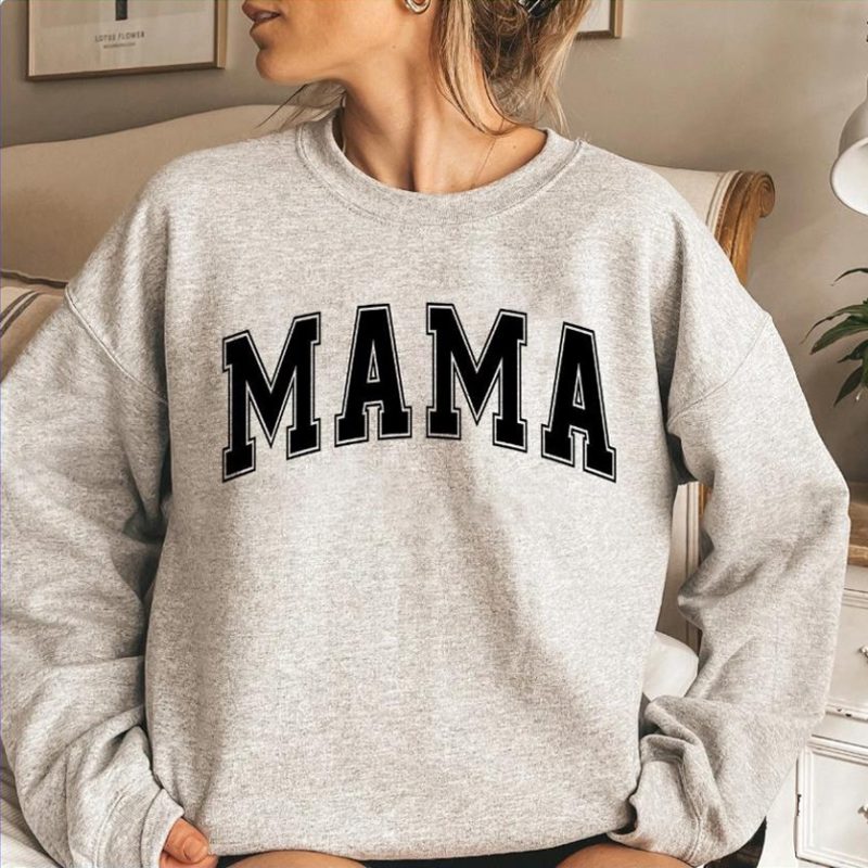 Mama Varsity Sweatshirt Mom Life Hoodie Super Mom Shirt Mother's Day Tops Women Fashion Crewneck Sweatshirts - Image 9