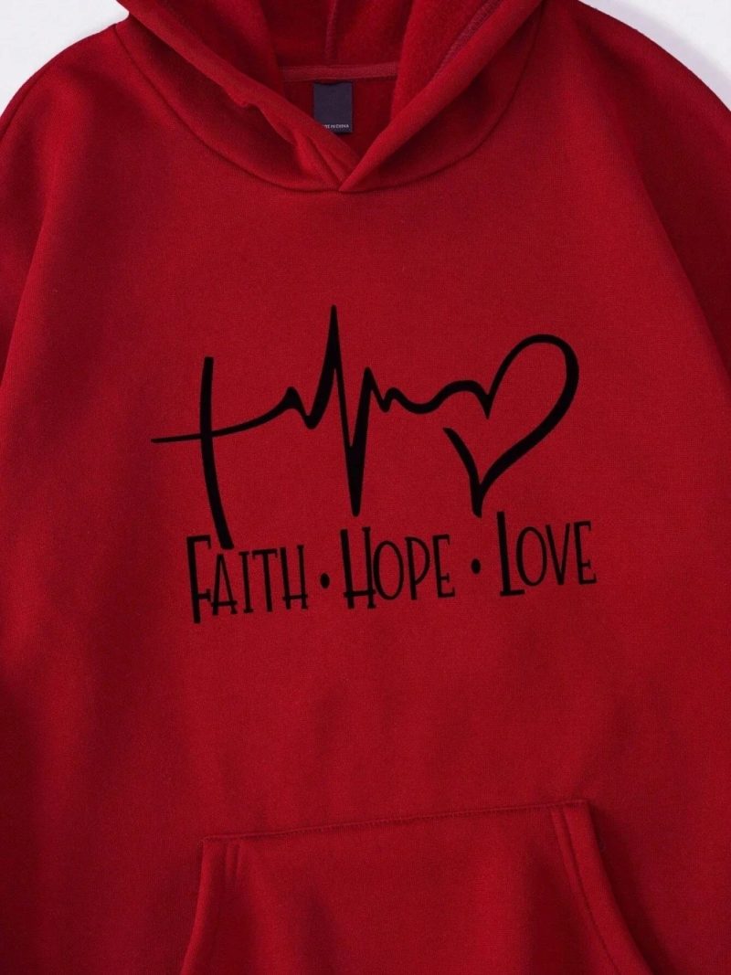 Hoodies Faith Hope Love Letter Graphic Women Hoody Street Casual Loose Sweatshirt Autumn Hooded Hip Hop O-Neck Clothing Female - Image 3
