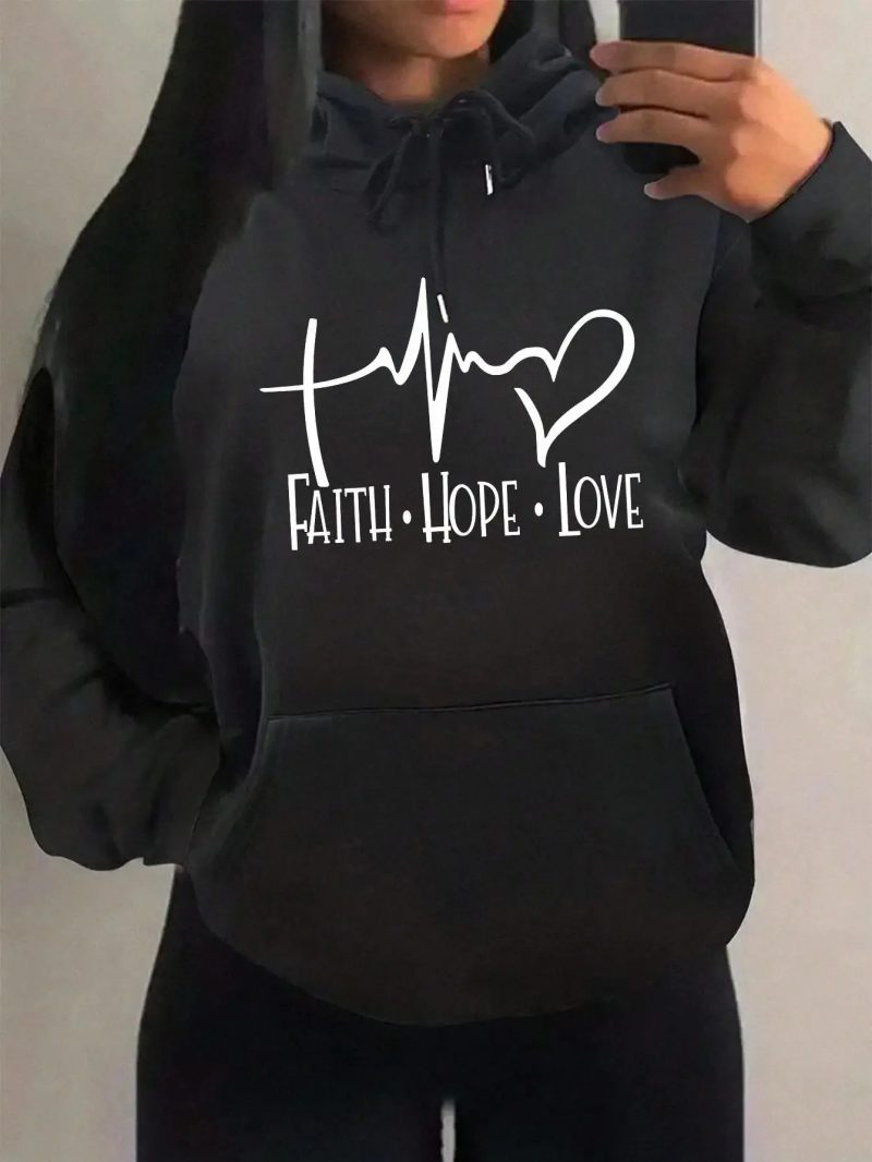 Hoodies Faith Hope Love Letter Graphic Women Hoody Street Casual Loose Sweatshirt Autumn Hooded Hip Hop O-Neck Clothing Female - Image 8