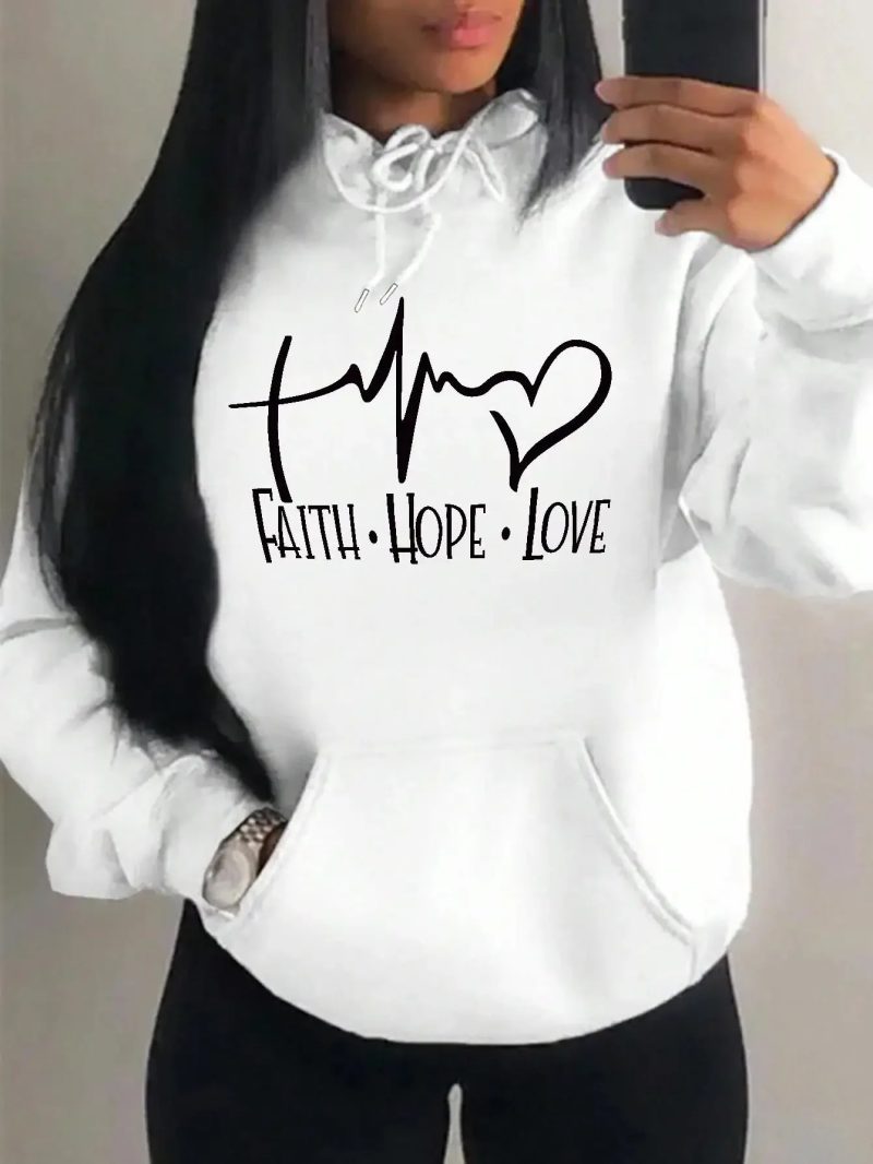 Hoodies Faith Hope Love Letter Graphic Women Hoody Street Casual Loose Sweatshirt Autumn Hooded Hip Hop O-Neck Clothing Female - Image 9