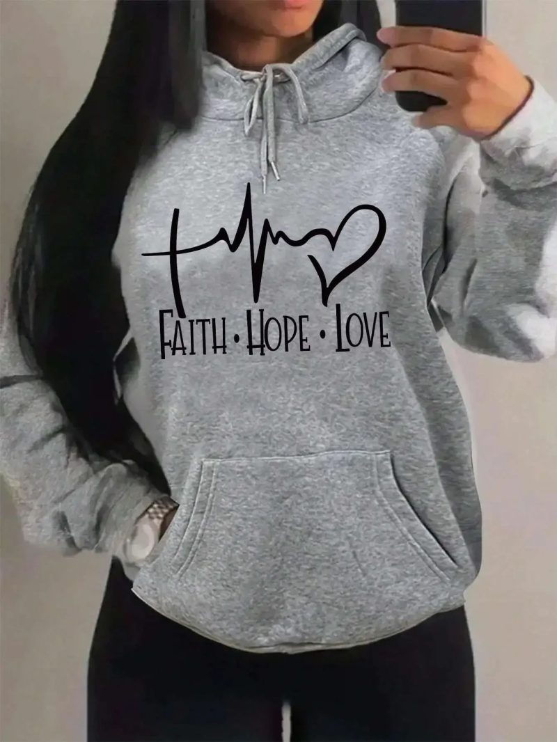 Hoodies Faith Hope Love Letter Graphic Women Hoody Street Casual Loose Sweatshirt Autumn Hooded Hip Hop O-Neck Clothing Female - Image 10