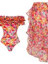 2024 High Quality One Piece Swimsuit Floral Ruffle Printed Push Up Women Bikini Set Swimwear Slimming Bathing Suit Beach Wear