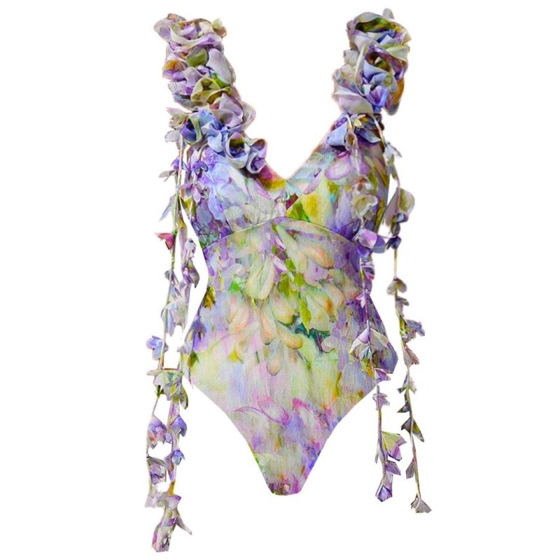 Flower One Piece Swimsuit With Cover Up Luxury Woman Swim Suit Sexy Swimwear Female Biquini Floral Bikini Bodysuit Beachwear - Image 8