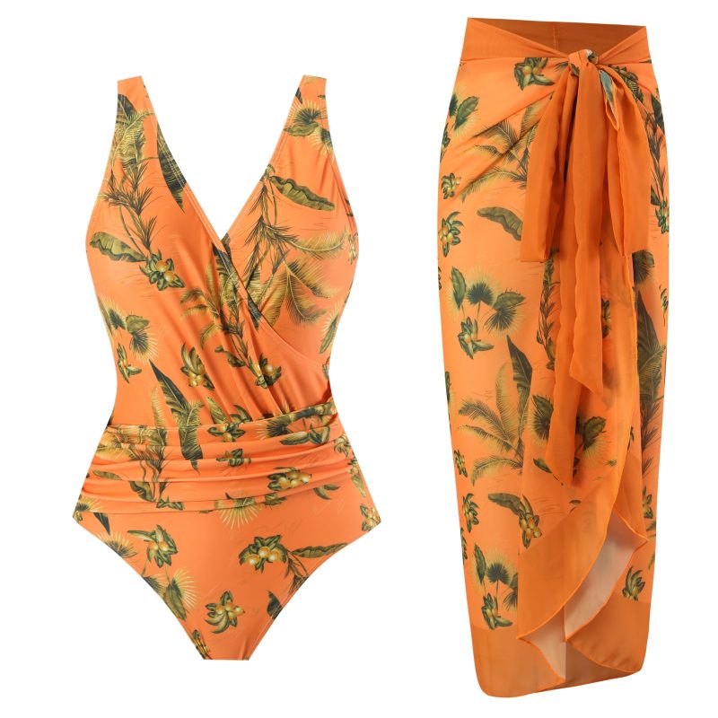 Women vintage style one piece swimsuit for big breasts Monokini plus size tummy control bathing suit luxury swimwear with skirt - Image 10