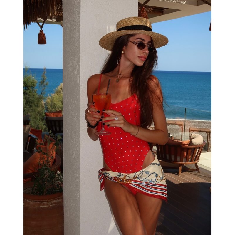 2025 New One piece Swimsuit For Women Swimwear Diamond Sexy Beachwear Female Swim Suit Backless Bodysuit Solid Bathing Suit - Image 5