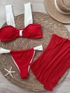 3 Pieces Bikini Set Wiht Mini Skirt Women Swimwear 2024 Sexy Bikinis Push Up Beachwear Solid Bodysuit Micro Thong Biquini Female