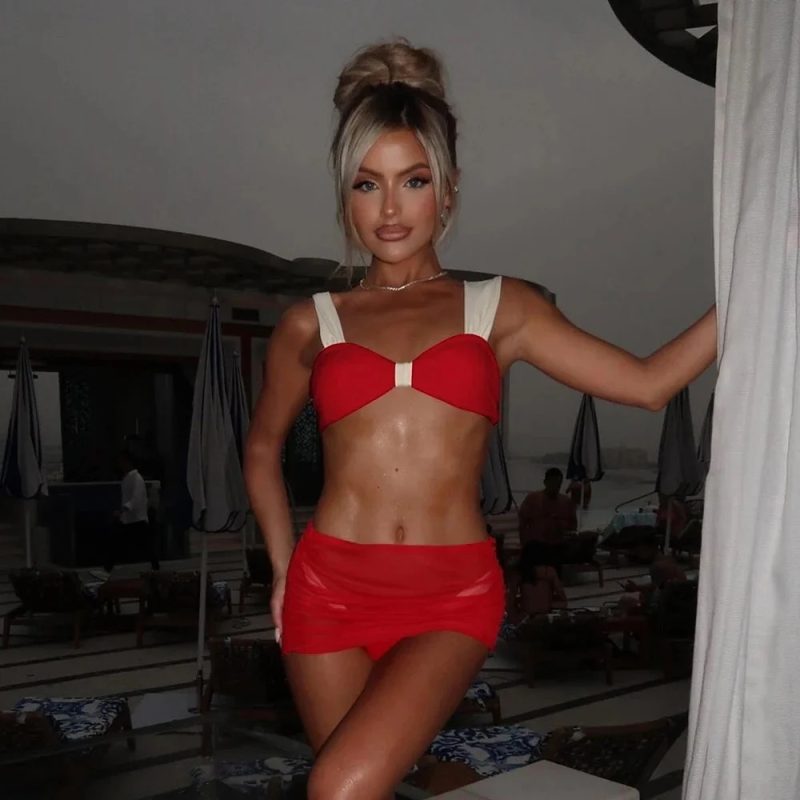 3 Pieces Bikini Set Wiht Mini Skirt Women Swimwear 2024 Sexy Bikinis Push Up Beachwear Solid Bodysuit Micro Thong Biquini Female - Image 3