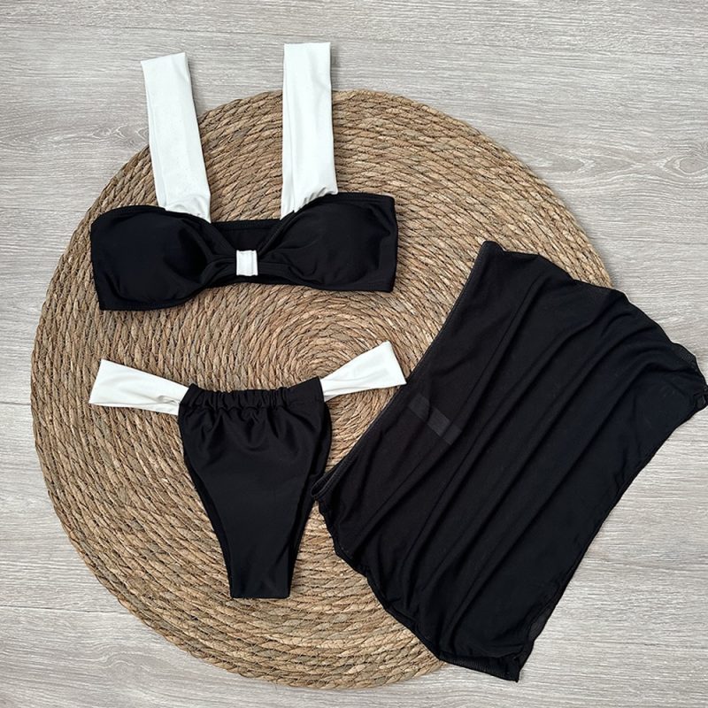 3 Pieces Bikini Set Wiht Mini Skirt Women Swimwear 2024 Sexy Bikinis Push Up Beachwear Solid Bodysuit Micro Thong Biquini Female - Image 12