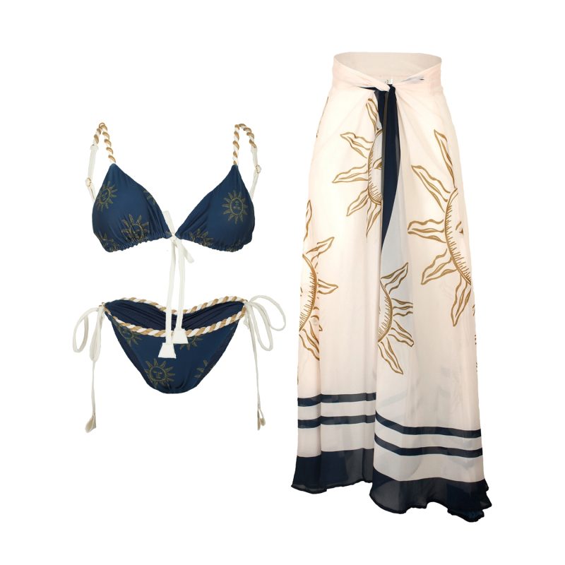 Vintage Printed One Piece Swimsuit and Cover Up for Women Fashion Vacation Bikini Elegant Bathing Beachwear Luxury Swimwear 2024 - Image 2