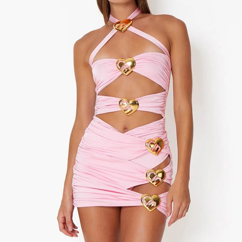 2024 Sexy Heart Cut out One Piece Swimsuit and Skirt Swimwear Women Bodysuit Monokini High Leg Swim Suit Bathing Suit Beachwear - Image 3