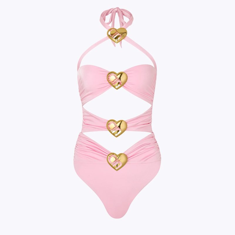 2024 Sexy Heart Cut out One Piece Swimsuit and Skirt Swimwear Women Bodysuit Monokini High Leg Swim Suit Bathing Suit Beachwear - Image 8