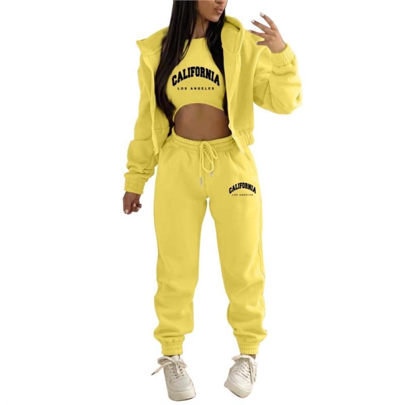 Autumn And Winter New Fleece Hoodie Letter Print Hooded Women's Suit Fashion Loose Casual Sports Pants Female 3 Piece Set 2024 - Image 6