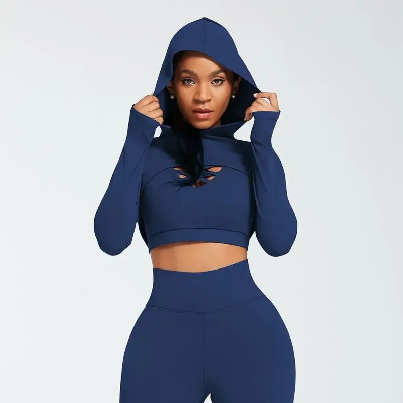 Ensemble Female 3 Pieces Yoga Set Gym Workout Clothes for Women Sport Long Sleeve Hoodie Sweater Active Wear Sport Set Tracksuit - Image 8