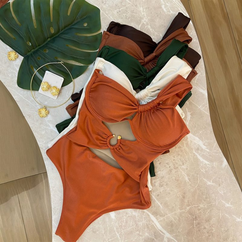 One Shoulder Swimsuit Women Swimwear 2025 Sexy Bikinis Female Biquini Hollowen Swim Suits Cut Out Bodysuit Bathingsuit Beachwear