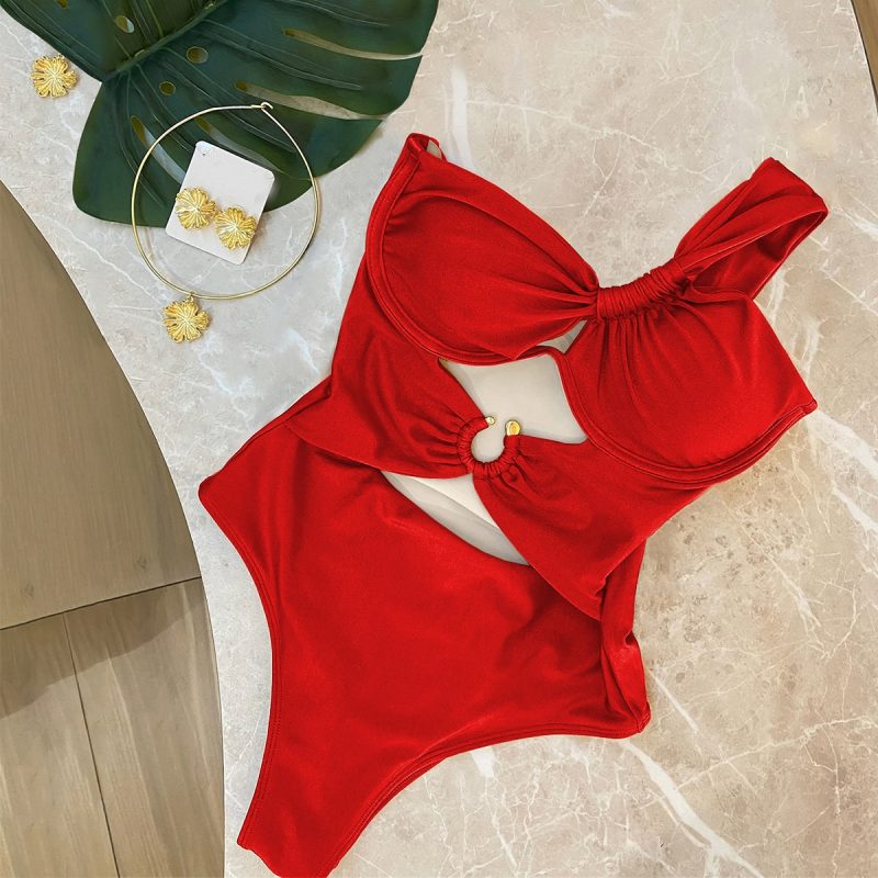 One Shoulder Swimsuit Women Swimwear 2025 Sexy Bikinis Female Biquini Hollowen Swim Suits Cut Out Bodysuit Bathingsuit Beachwear - Image 3