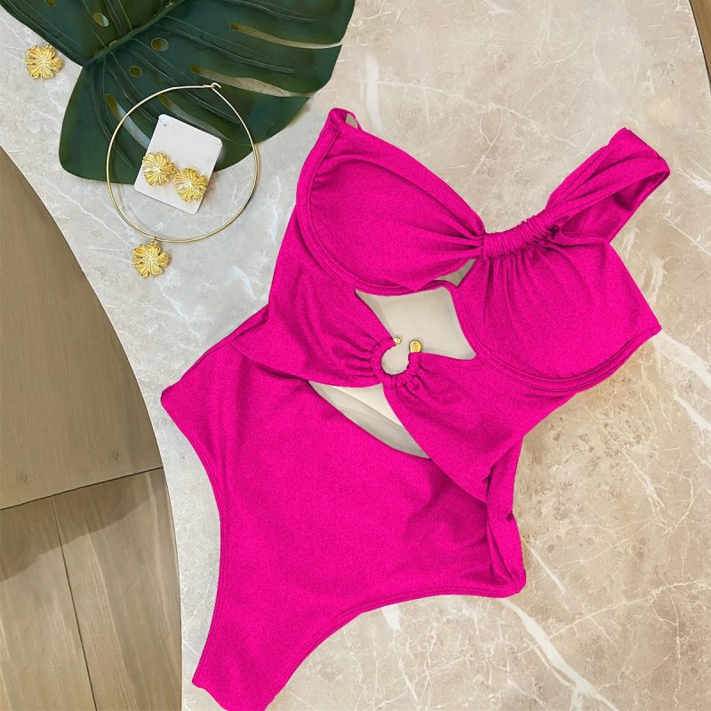 One Shoulder Swimsuit Women Swimwear 2025 Sexy Bikinis Female Biquini Hollowen Swim Suits Cut Out Bodysuit Bathingsuit Beachwear - Image 4