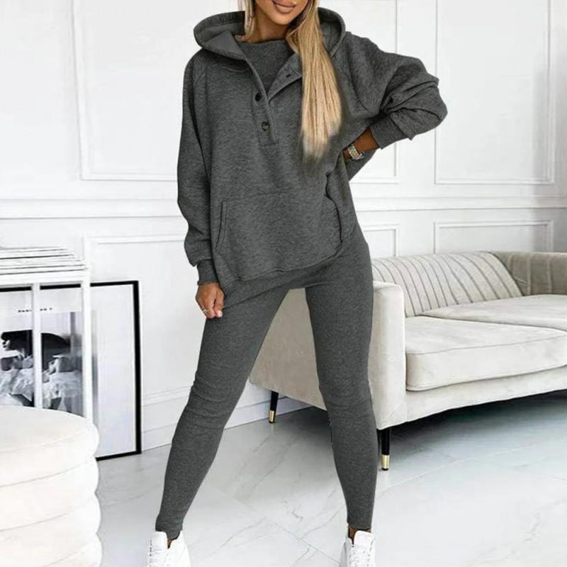 Women's 3 Piece Set Casual Tracksuit Autumn Winter Sport Suit Hoodies+Vest+Pants Warm Sporting Women Set Outwear Suit - Image 3