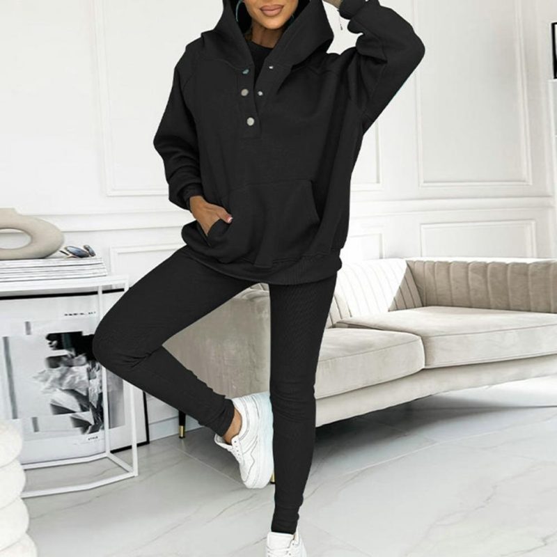 Women's 3 Piece Set Casual Tracksuit Autumn Winter Sport Suit Hoodies+Vest+Pants Warm Sporting Women Set Outwear Suit - Image 4