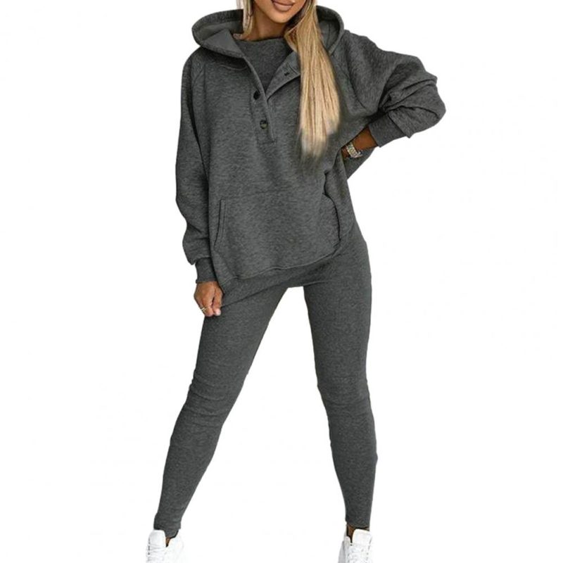 Women's 3 Piece Set Casual Tracksuit Autumn Winter Sport Suit Hoodies+Vest+Pants Warm Sporting Women Set Outwear Suit - Image 8
