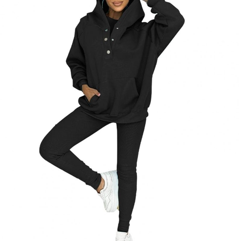 Women's 3 Piece Set Casual Tracksuit Autumn Winter Sport Suit Hoodies+Vest+Pants Warm Sporting Women Set Outwear Suit - Image 9