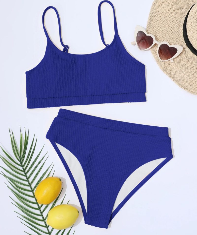 Female Swimming Suit Screw Thread Bikini Set 2 Pieces Sport Beach Suit Women Sport Bra with Triangle Shorts - Image 3