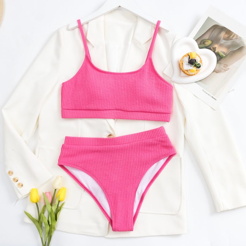 Female Swimming Suit Screw Thread Bikini Set 2 Pieces Sport Beach Suit Women Sport Bra with Triangle Shorts - Image 9