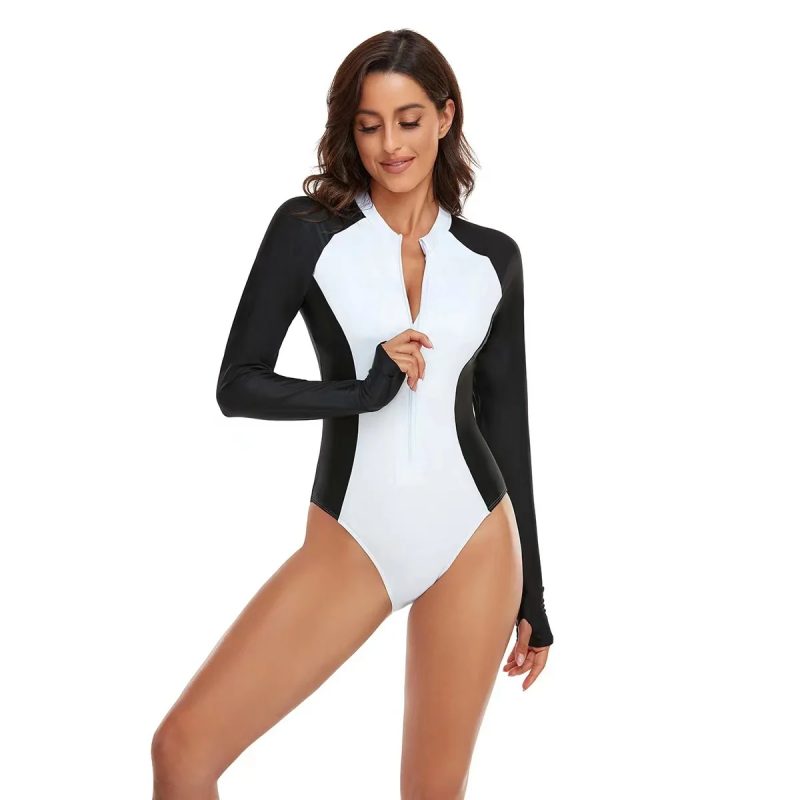 New Long Sleeve Printed One Piece Swimsuit Women Surfing Suit Wetsuit Fashion Bathing Swimming Suits Zipper Swimwear Woman - Image 5