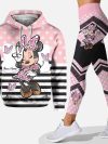 Custom Name Cute Minnie 3D Hoodie and Leggings Set For Women's Disney Yoga Pants Sweatpants Fashion Casual Leggings Track Suit
