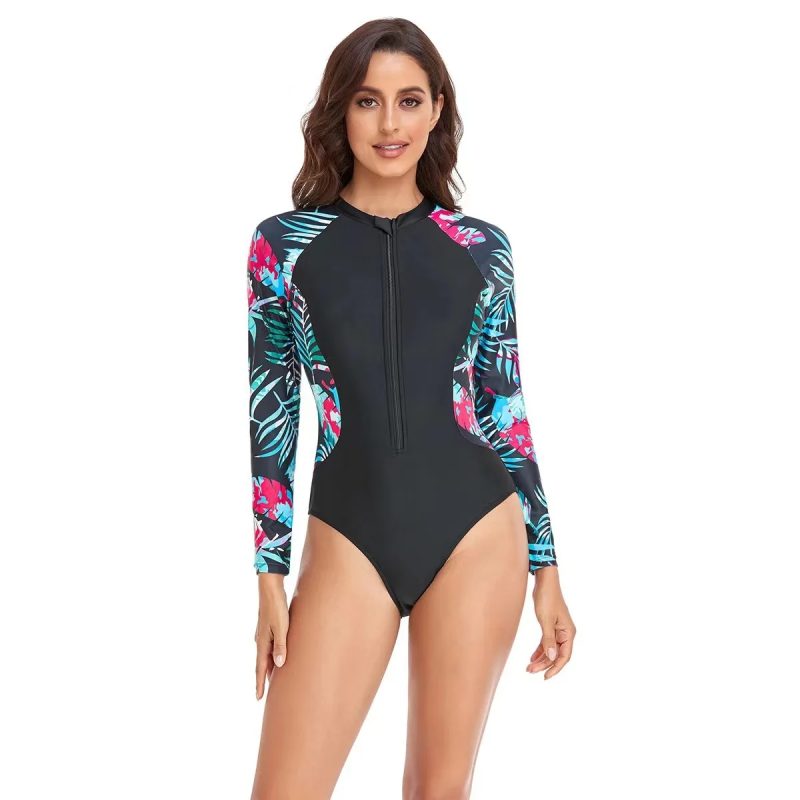 New Long Sleeve Printed One Piece Swimsuit Women Surfing Suit Wetsuit Fashion Bathing Swimming Suits Zipper Swimwear Woman - Image 9