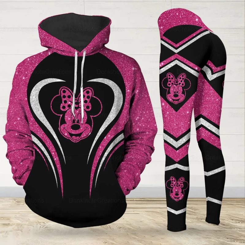 Custom Name Cute Minnie 3D Hoodie and Leggings Set For Women's Disney Yoga Pants Sweatpants Fashion Casual Leggings Track Suit - Image 5