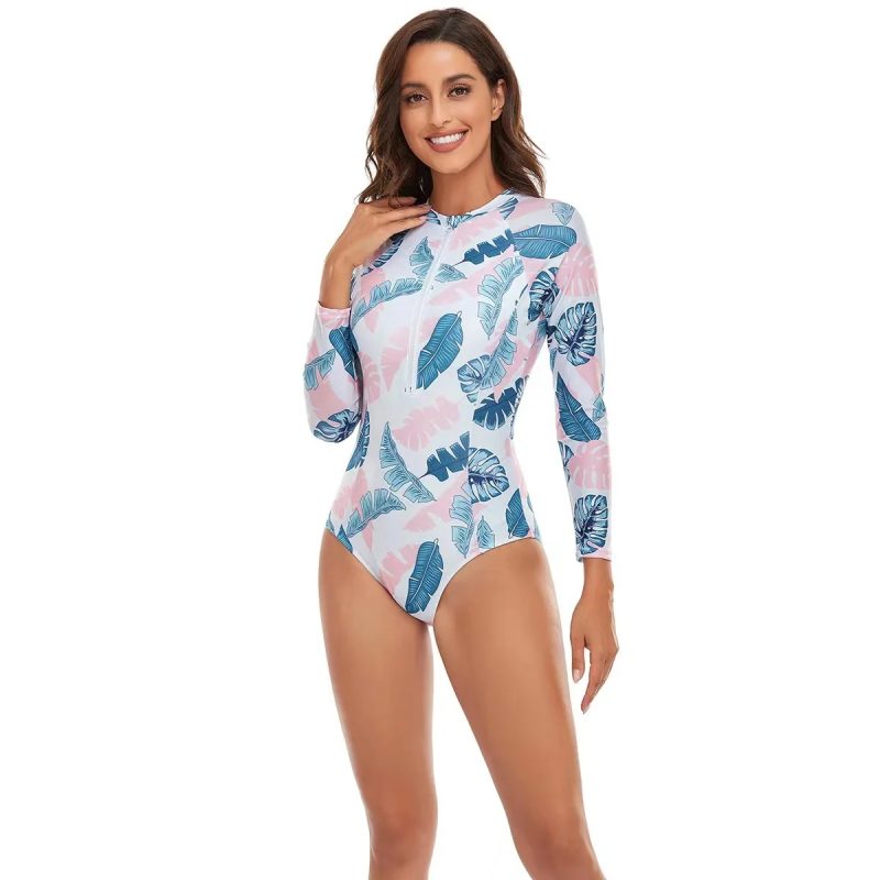 New Long Sleeve Printed One Piece Swimsuit Women Surfing Suit Wetsuit Fashion Bathing Swimming Suits Zipper Swimwear Woman - Image 15