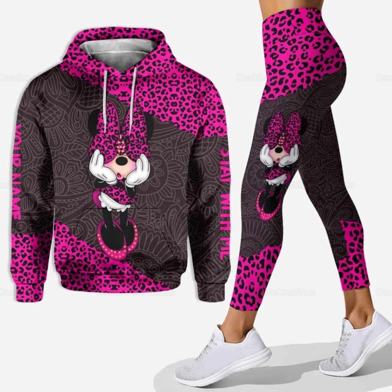 Custom Name Cute Minnie 3D Hoodie and Leggings Set For Women's Disney Yoga Pants Sweatpants Fashion Casual Leggings Track Suit - Image 7