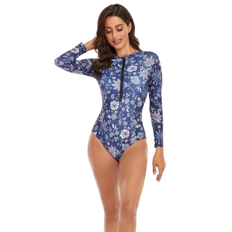 New Long Sleeve Printed One Piece Swimsuit Women Surfing Suit Wetsuit Fashion Bathing Swimming Suits Zipper Swimwear Woman - Image 17
