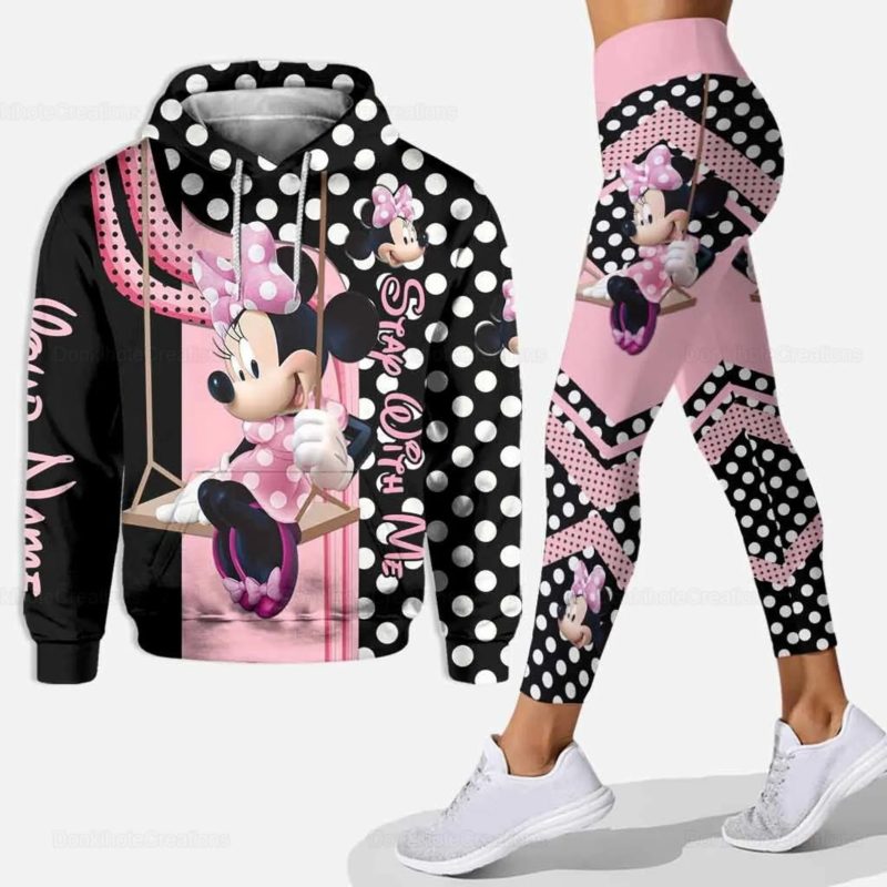 Custom Name Cute Minnie 3D Hoodie and Leggings Set For Women's Disney Yoga Pants Sweatpants Fashion Casual Leggings Track Suit - Image 10