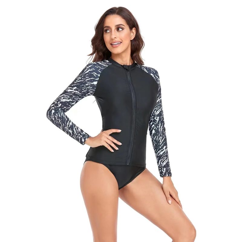 New Long Sleeve Printed One Piece Swimsuit Women Surfing Suit Wetsuit Fashion Bathing Swimming Suits Zipper Swimwear Woman - Image 20