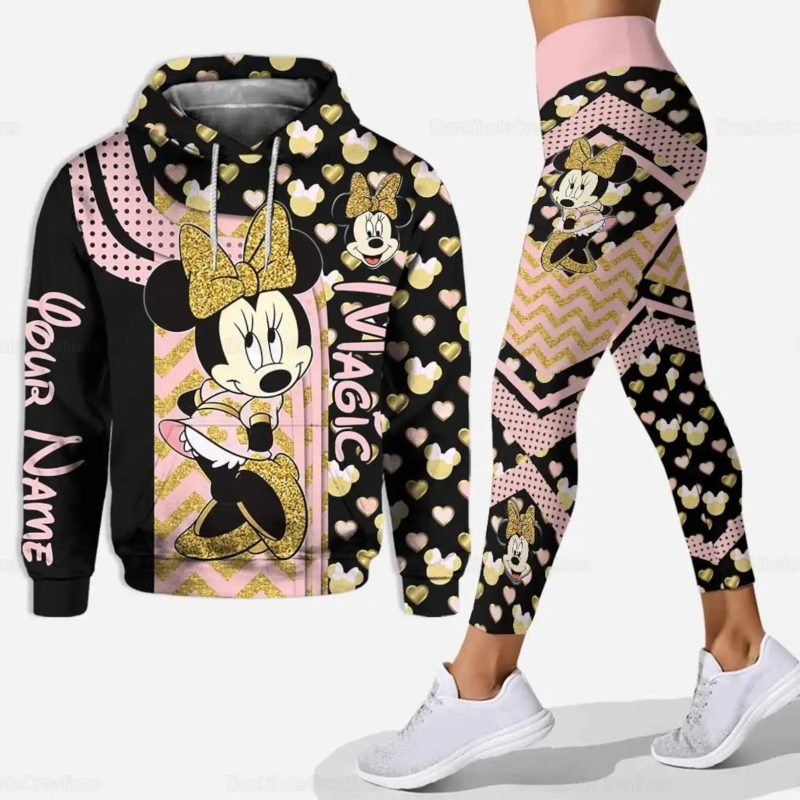 Custom Name Cute Minnie 3D Hoodie and Leggings Set For Women's Disney Yoga Pants Sweatpants Fashion Casual Leggings Track Suit - Image 12