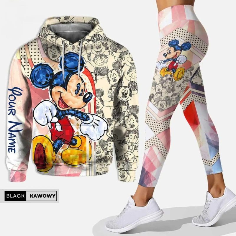 Custom Name Cute Minnie 3D Hoodie and Leggings Set For Women's Disney Yoga Pants Sweatpants Fashion Casual Leggings Track Suit - Image 13