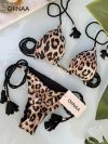 OIINAA Swimwear Women Sexy Zebra Striped Bathing Suit Leopard Printed Bikini Set Tie Dye Two-piece Drawstring Beachwear Biquinis