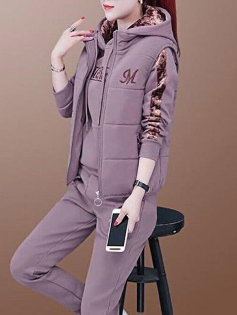 Fashion Warm Three Piece Set Women Outfit 2022 Fall Winter Thicken Tracksuit Casual Waistcoat + Hoodies + Pant Female Sweat Suit