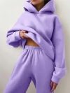 Stylish 2 Piece Women Tracksuit Autumn Winter Hoodies Top Pant Sweatshirts Sweatpants Jogging Pant Outfits Solid Color
