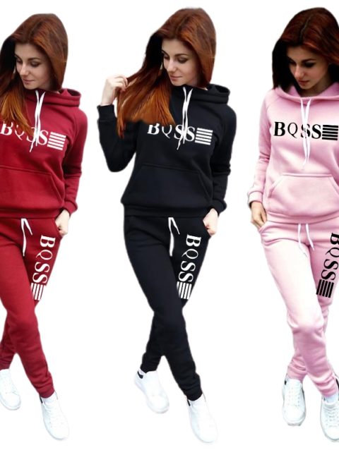 Autumn Winter Womens Tracksuit Casual Hooded Sweatshirts Suit Jogging Pants Set Fleece Warm Outfits 2024Daily Commuting Clothing