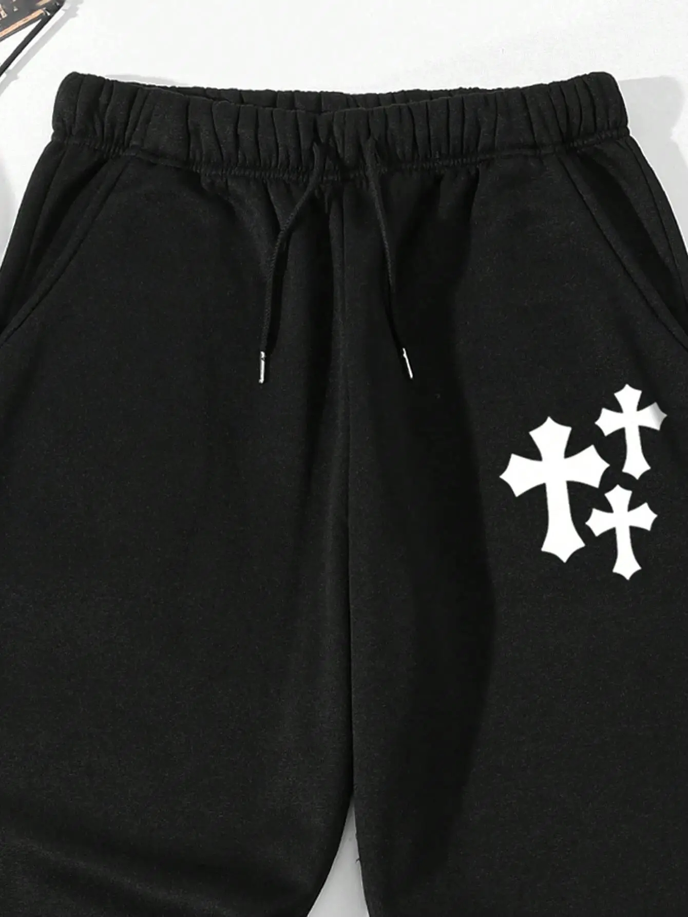 Cross print casual basic men's and women's pants baggy fashionable pants with drawstring pocket sweatpants for women and men - Image 4