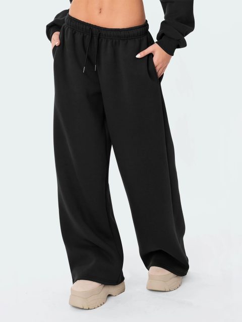 Fashion Women's Casual Pants Joggers Sweatpants Solid Color Drawstring High Waist Wide Leg Trousers Streetwear Casual Outfits