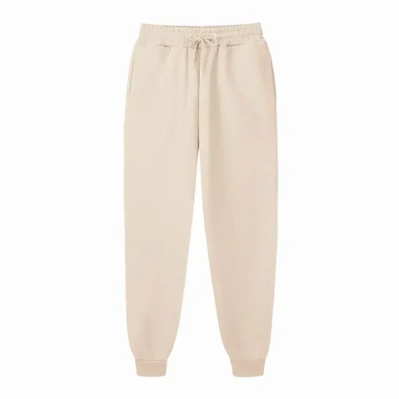 Women's and men's loose sweatpants runners with elastic waist casual hip-hop sweat pants white beige ros - Image 3