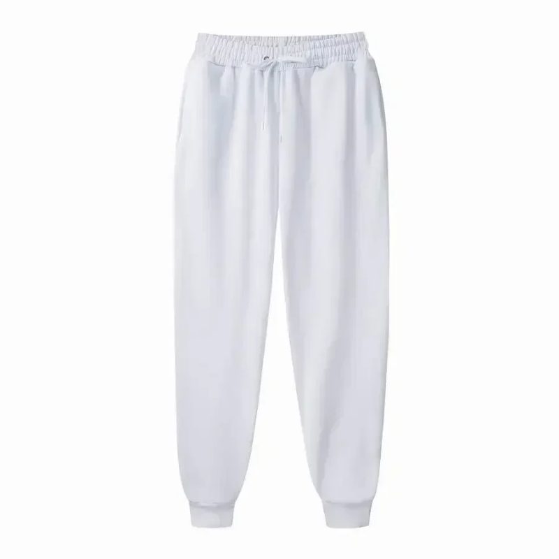 Women's and men's loose sweatpants runners with elastic waist casual hip-hop sweat pants white beige ros - Image 5